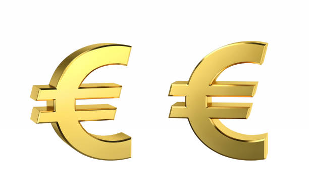 istock Golden Euro sign in two positions 654956570