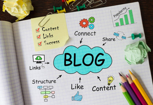 istock Notebook with Toolls and Notes about Blog,concept 654956798