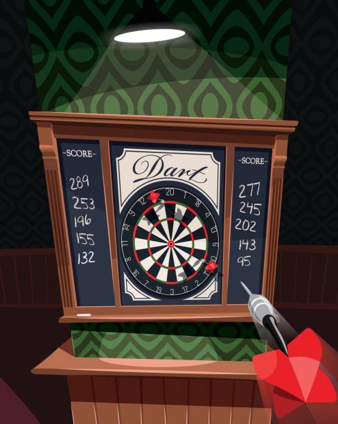 dart board w pubie - dartboard bulls eye vector pub stock illustrations