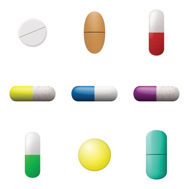 벡터는 약 하 고 집합을 캡슐. 약국 약 아이콘. 흰색 배경에 고립의 약 기호입니다. - pharmacy medicine narcotic nutritional supplement stock illustrations