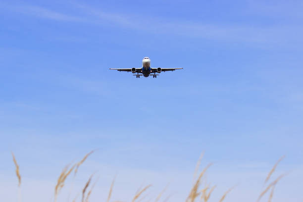 istock Plane flying through clouds in the sky. Jet aircraft. 654970842