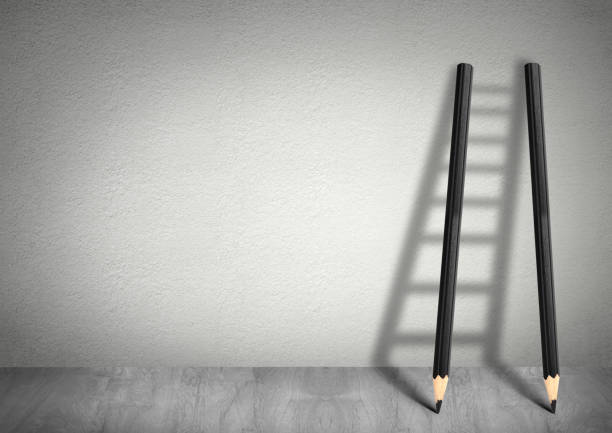istock success creative concept, pencil Ladder with copy space 654970988