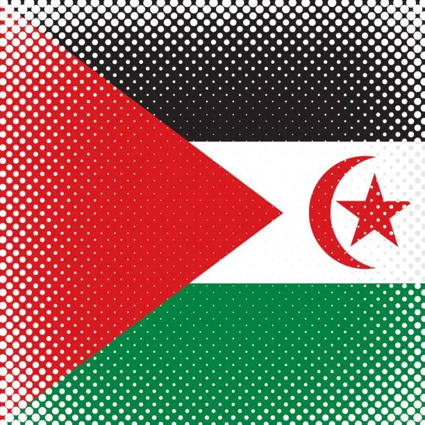 Vector illustration of Half Tone Flag - Western Sahara