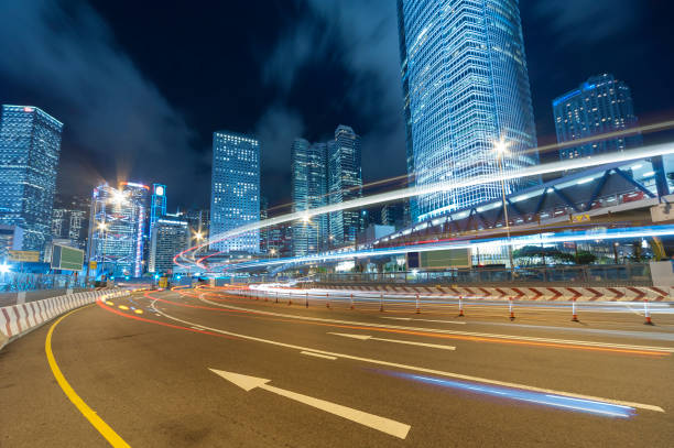 istock Night traffic in city 654993398