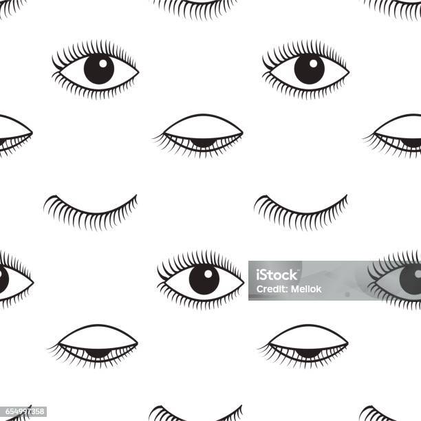 Open And Closed Eyes Vector Seamless Pattern Stock Illustration - Download Image Now - Eyes Closed, Eye, Opening