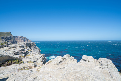 Rock and seascape in South Africa. Shot at the Cape of Good Hope in the Western Cape near Cape Town.