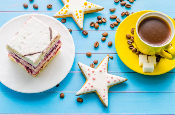 Still life with cup of tea and sweets