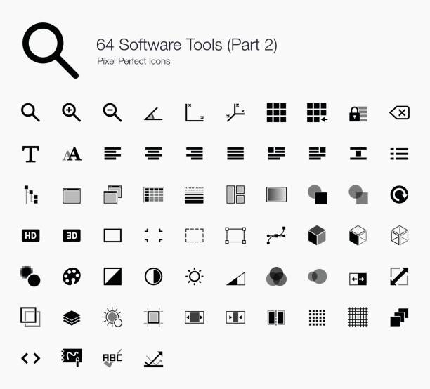 ilustrações, clipart, desenhos animados e ícones de 64 ferramentas de software (parte 2 de 2) - turning list