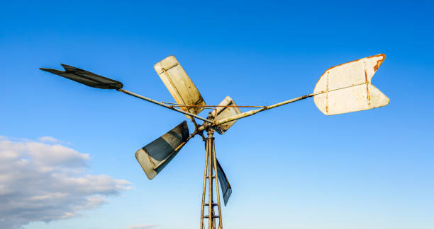 istock Backside of an old metal polder windmill 655019896