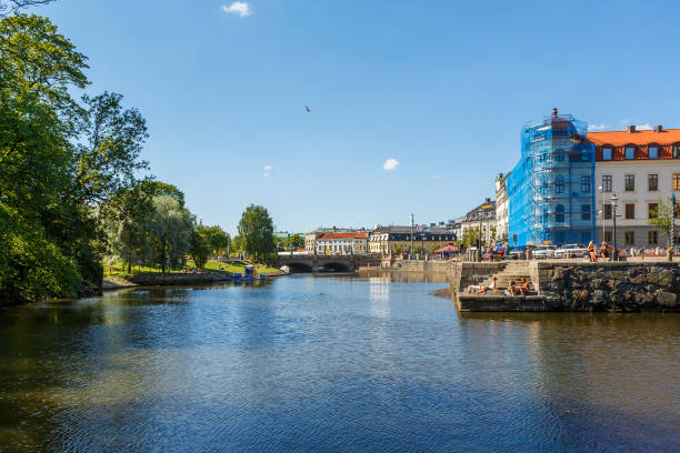 istock Moat channel with sunbathing people in Gothenburg 655022260