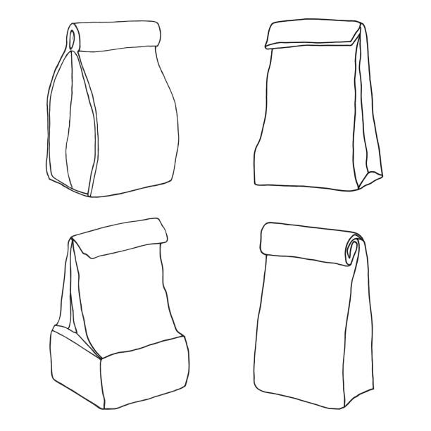 Various Lunch Bags And Lunch Boxes Sketch Hand Drawn Vector Stock  Illustration - Download Image Now - iStock