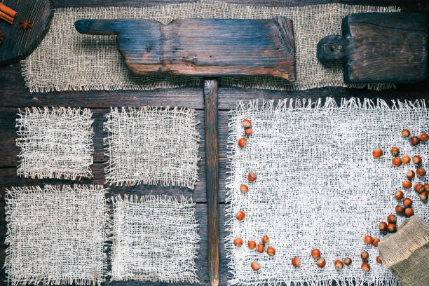 istock Burlap and wood framed template 655023446