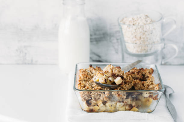 istock picture of Apple crisp on a white plate 655032772
