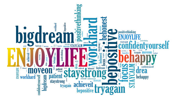 istock ENOY LIFE and other positive words. Positive thinking, attitude concept. 655034420