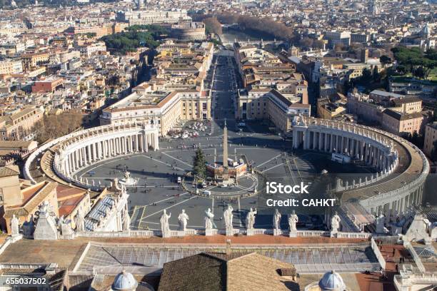 Panorama View Of Piazza San Pietro In Vatican City Stock Photo - Download Image Now - Apostle - Worshipper, Architectural Column, Architectural Dome