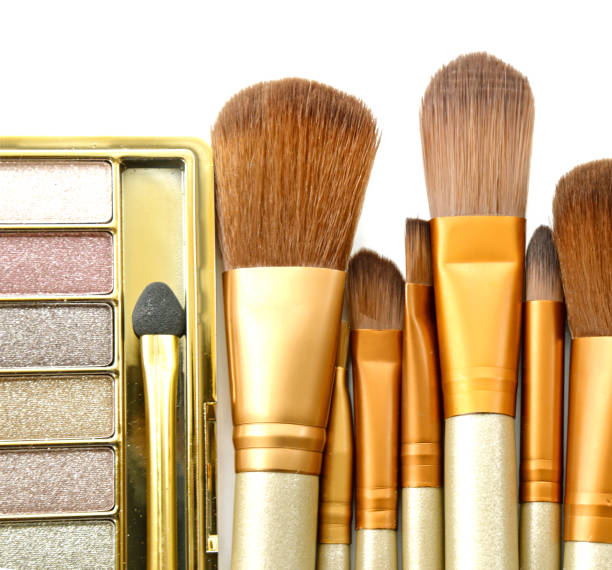 istock Set of decorative cosmetics, Eyeshadow Palette and brushes (close up) 655040868