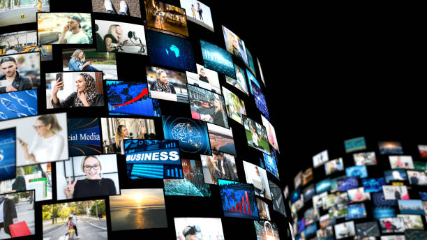 istock Media concept video wall with small screens 655050412