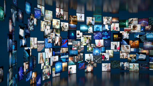 istock Media concept video wall with small screens 655050420