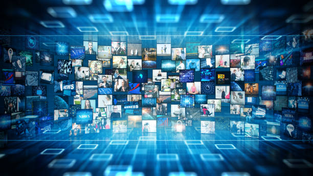 istock Media concept video wall with small screens 655050450
