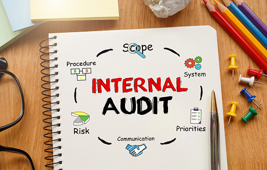 Notebook with Toolls and Notes about Internal Audit