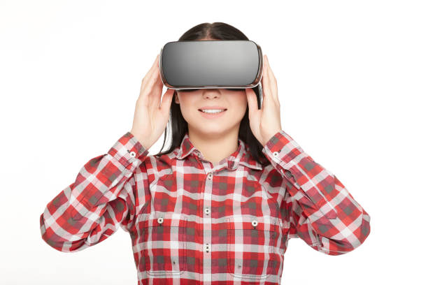 istock Woman in glasses of virtual reality 655065694