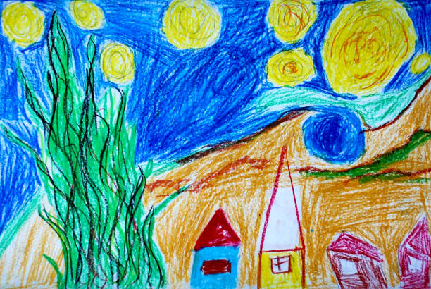 arte - paintings child house childhood fotografías e imágenes de stock