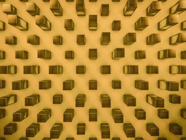 istock Hexagon abstract glass gold background. 3D rendering 655073288