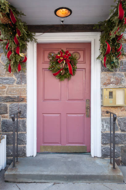 istock Door Decorated for Christmas 655077814