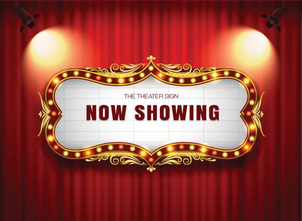 theater sign on curtain vector