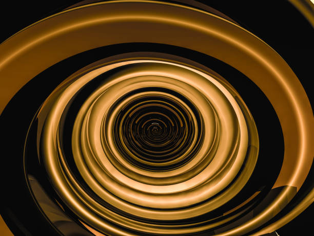 istock Abstract swirly gold shape on black background. 3D rendering 655081232