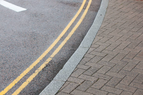istock Double yellow line on street 655084836