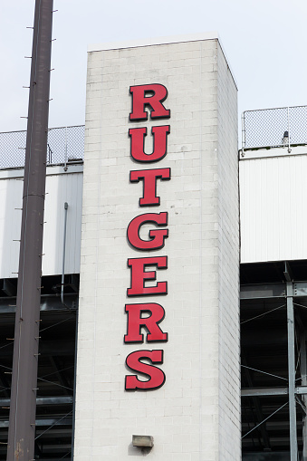 PISCATAWAY, NEW JERSEY - January 4, 2017: The exterior of the Rutgers University soccer stadium is shown on a cloudy winters day