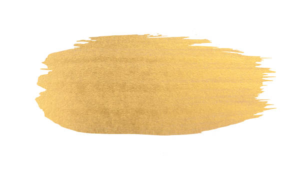 istock Gold watercolor texture paint stain shining brush stroke 655088346