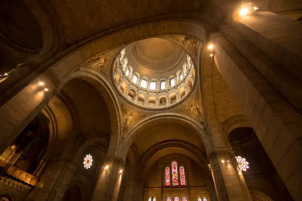 Interior of Basilica Sacre Coeur in Paris, France