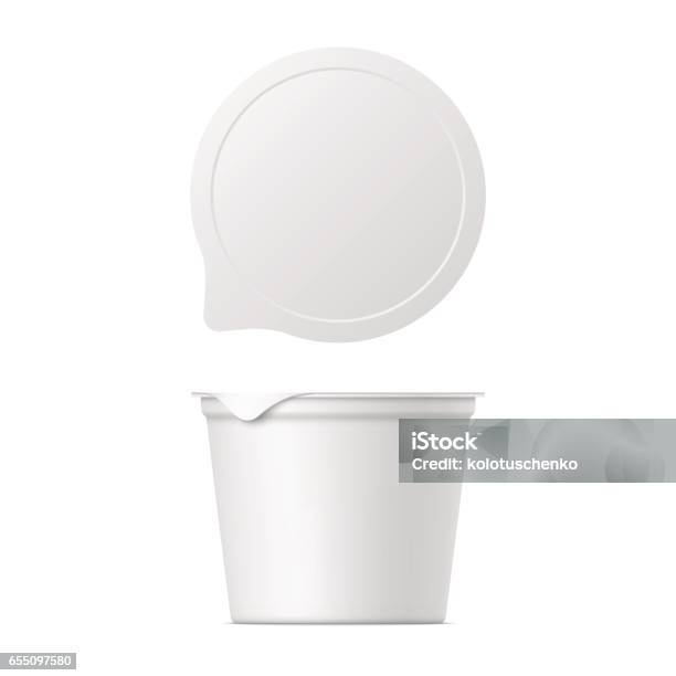 Realistic Yogurt Ice Cream Or Sour Creme Package Stock Illustration - Download Image Now - Yogurt, Packaging, Cup
