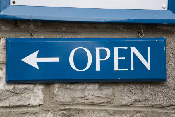 istock Closeup of Open Sign 655100720
