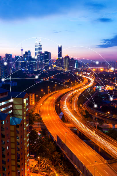 istock Kuala Lumpur cityscape and network connection concept. 655104316