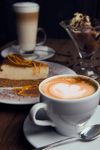 cappuccino with fresh cake