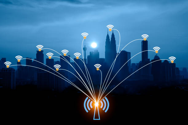 istock Blue tone Kuala Lumpur cityscape and internet network connection concept. 655104890