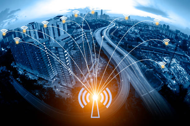 istock Blue tone Kuala Lumpur cityscape and internet network connection concept. 655104904