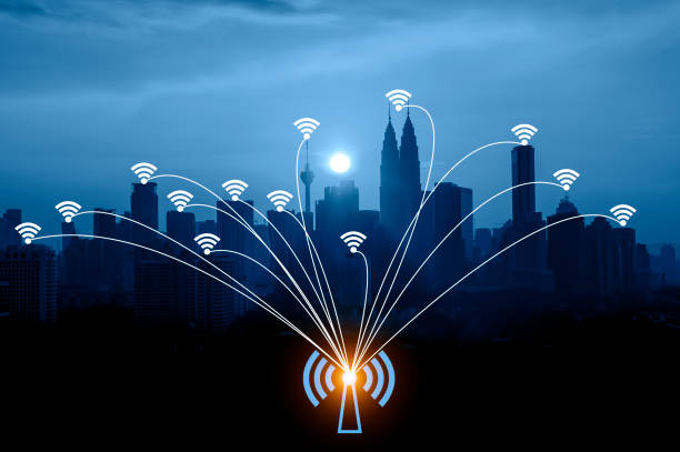 istock Blue tone Kuala Lumpur cityscape and internet network connection concept. 655104906