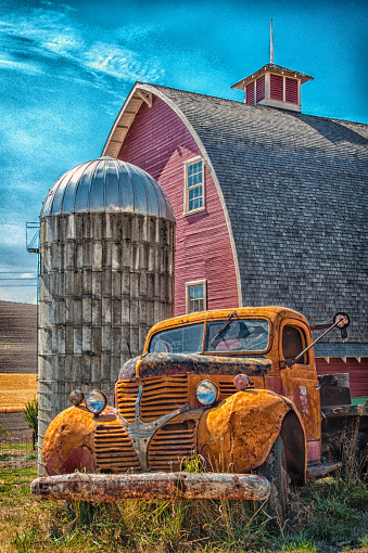 HDR image of an abandoned truck taken in the Palouse region of Washington State