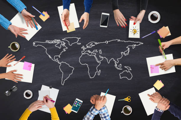 istock Business people meeting with World map on table 655108876