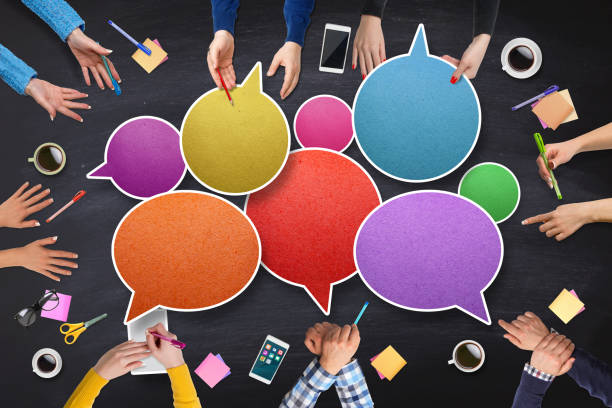 Business peoples Connecting with Speech Bubbles