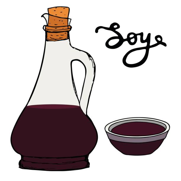 ilustraciones, imágenes clip art, dibujos animados e iconos de stock de salsa de soja - japanese cuisine soy sauce food bonito