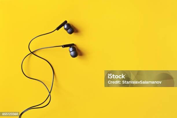 Headphones Stock Photo - Download Image Now - Headphones, Table, High Angle View