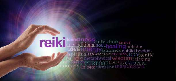 reiki-vortex heilung wortwolke - chi energy stock-fotos und bilder