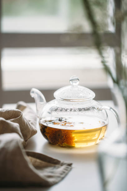 istock Hot tea in glass teapot 655133914