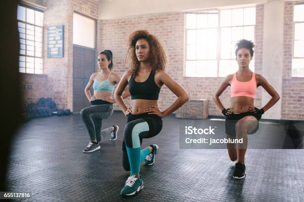 Young Women Exercising In Aerobics Class Stock Photo - Download Image Now - Exercise Class, Only Women, Women