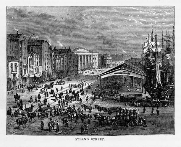 istock Strand Street in Liverpool, England Victorian Engraving, 1840 655137888